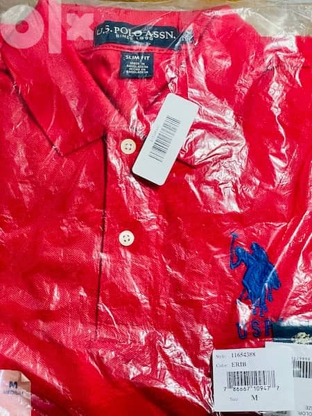 USPA New unused polo shirt dark Red medium size 3