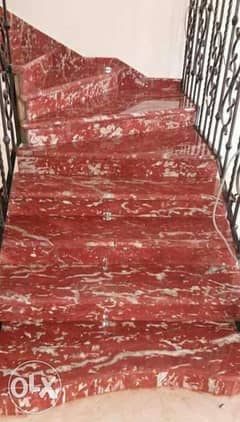 درج رخام أحمر فرنساوي French red marble staircase 0