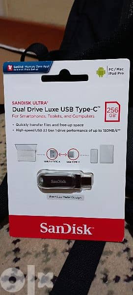 SanDisk 256 GB stick memory, USB 3.1 To USB type C 0