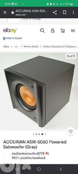 ACCURIAN ASW-5060 Powered Subwoofer (Gray) 1