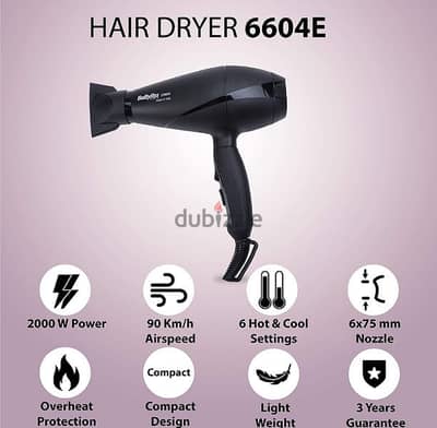 BaByliss Le Pro ITALY Hair Dryer, 2000 Watt  مجفف شعر إيطالي  Babyliss