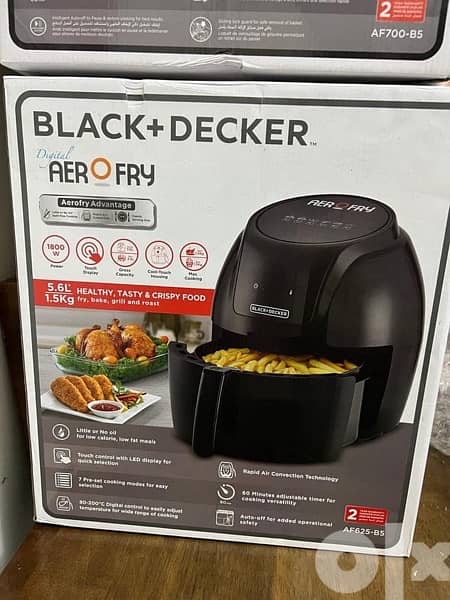 Black Decker Digital Air Fryer 5.6 Liter, Black - AF625-B5