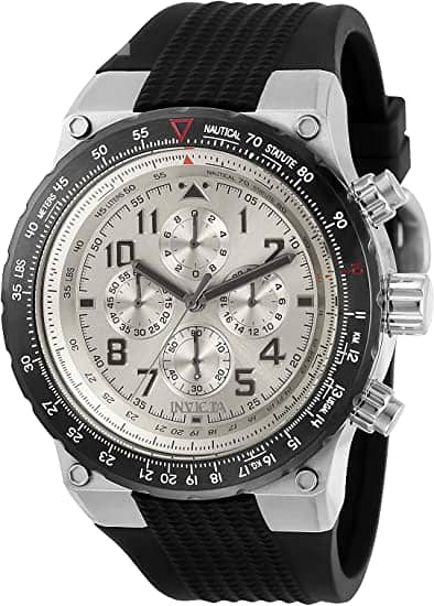 Invicta Men's Aviator Stainless Steel Quartz Watch with Silicone Strap