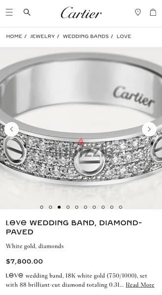 Cartier original white gold and Diamond ring خاتم(كارتير) ذهب مع الماس 1