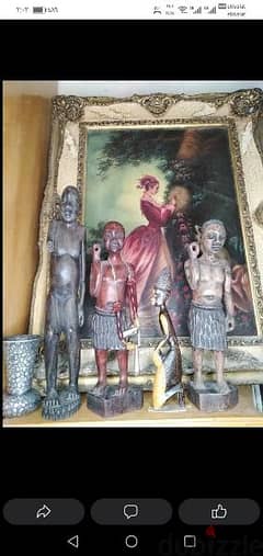 مجموعة تماثيل افريقي عتيقع خشب ابانوس اصلي 0