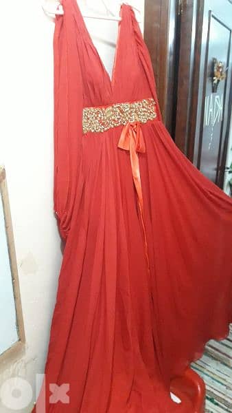 فستان سوارية شيفون احمر 0