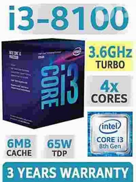 معالج Core i3 8100 بحالة ممتازة مدمج بة كارت شاشة داخلي UHD 630 2