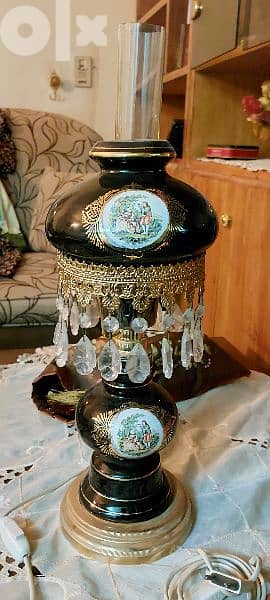 Vintage French limoges decor blue porcelain table lamp أباجوره تحفه 4