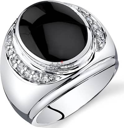 Peora Hand Made Brand new Oval Cut Onyx Ring Sterling Silver 925 Size9