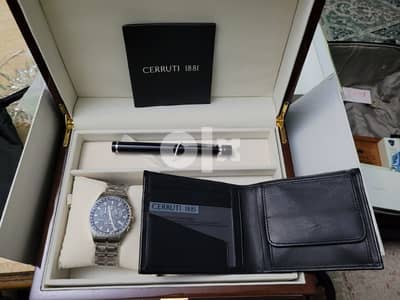 Cerruti Watch, Leather Wallet, Stainless Steel ball pen