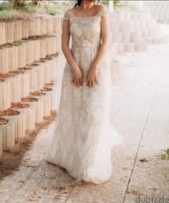wedding dress with head pice and viel فستان زفاف