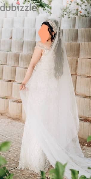 wedding dress with head pice and viel فستان زفاف 2