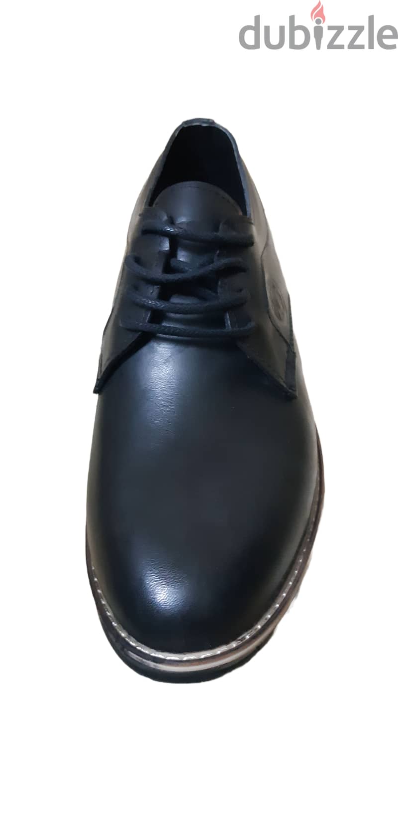 حذاء جلد بمقدمة مستديرة ورباط للرجال، لون أسود 3