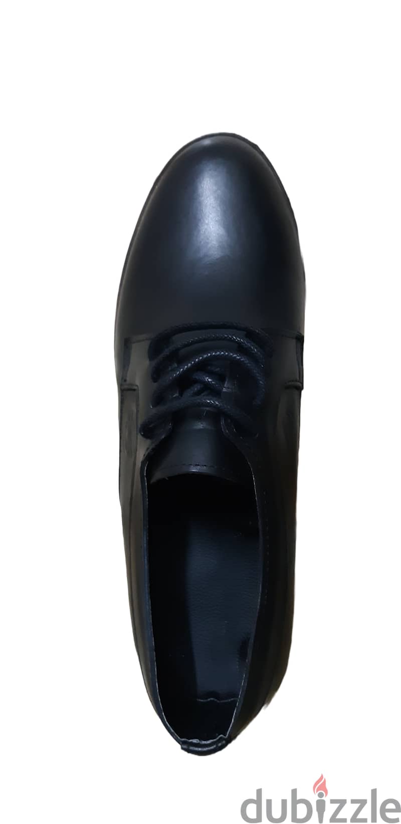 حذاء جلد بمقدمة مستديرة ورباط للرجال، لون أسود 5