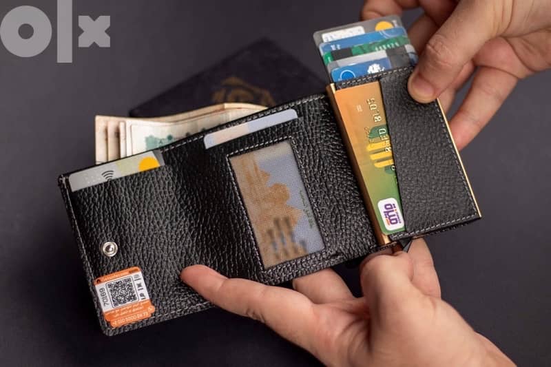 محفظه رجالي جلد طبيعي RFID لحماية بطاقات الفيزا من السرقة 6