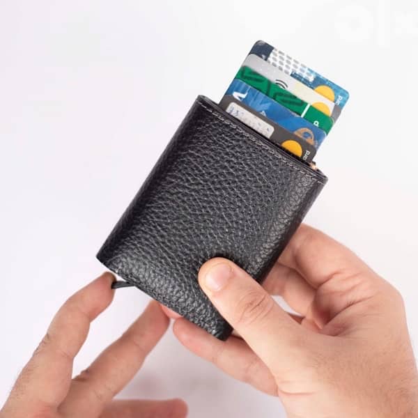 محفظه رجالي جلد طبيعي RFID لحماية بطاقات الفيزا من السرقة 8