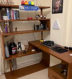 home office table with shelves مكتب مع الرفوف