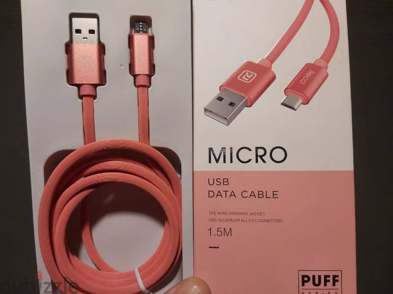 Cables micro USB pink Recci 
 كابل ميكرو يو اس بي السريع البمبي 1
