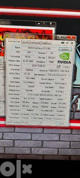 كروت فيجا نيفيديا ١ جيجا ار ٣ Nvidia Gigabyte GTS 250 1GB DDR3 256BIT 4