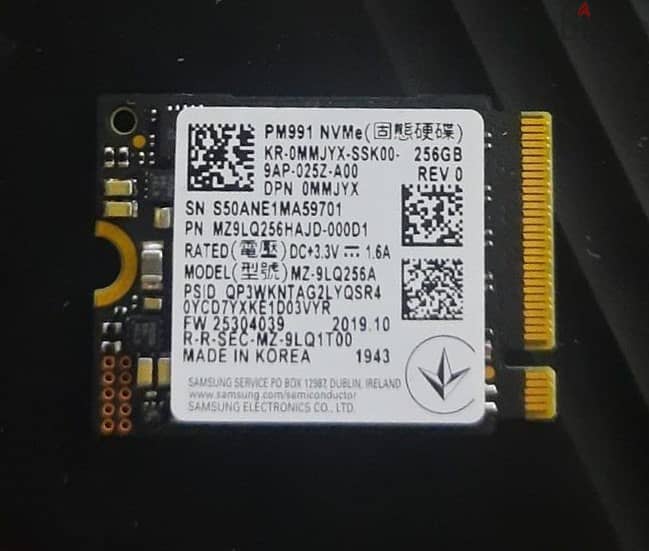 Samsung PM991 256GB SSD M. 2 NVMe 0