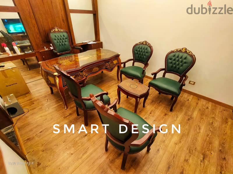 غرفة مكتب كلاسيك وزاري فخم من تسليمات smart design للأثاث المكتبي 3