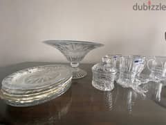 luminarc fruit bowl , 6 plates , 6 tea glasses , sugar jar