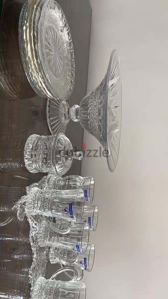 luminarc fruit bowl , 6 plates , 6 tea glasses , sugar jar 1