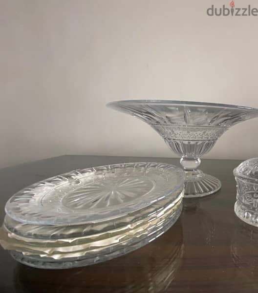 luminarc fruit bowl , 6 plates , 6 tea glasses , sugar jar 2