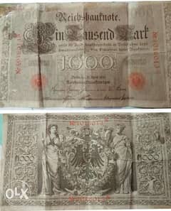 عملة من سنة 1910 المانية 1000مارك 0