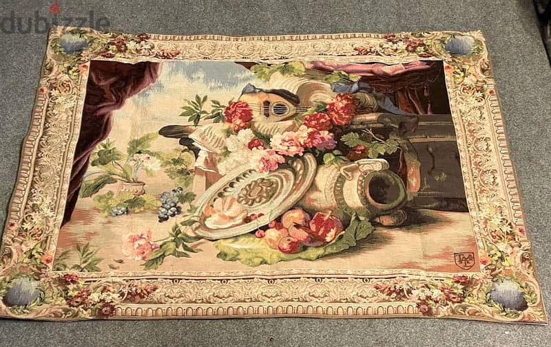 تابلوه جوبلان فرنسي   Mandolin French Gobelin Tapestry - Wall hanging 0