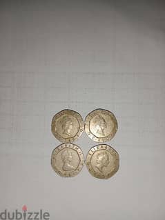 4 coins 20 cent queen elithapeth 2 1982 1988 1987 1990
