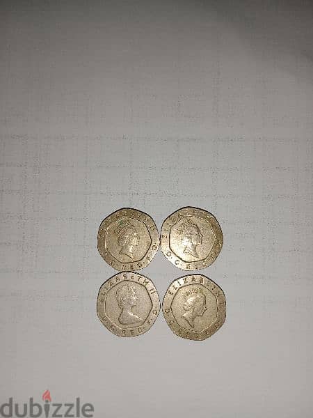 4 coins 20 cent queen elithapeth 2 1982 1988 1987 1990 0