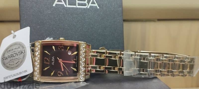 ALBA / SWAROVSKI crystal ORIGINAL WATCH NEW WITH BOX  ساعة ألبا 1