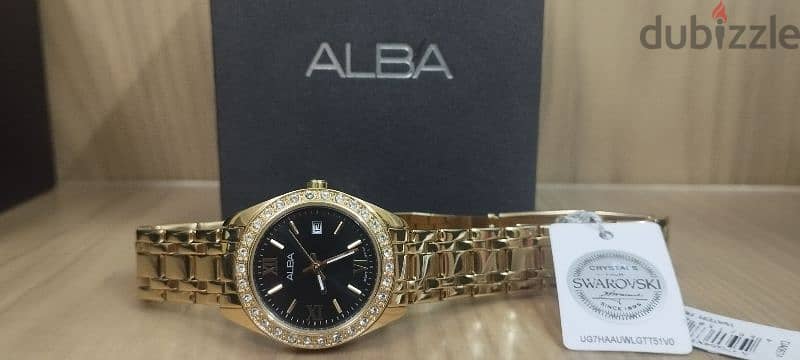 ALBA / SWAROVSKI crystal ORIGINAL WATCH NEW WITH BOX  ساعة ألبا 4