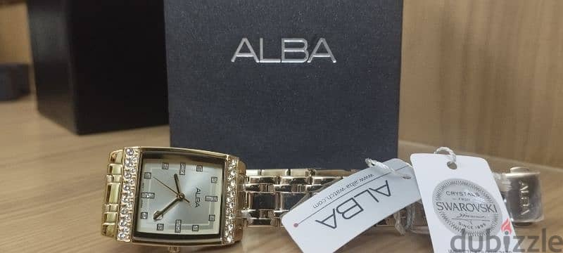 ALBA / SWAROVSKI crystal ORIGINAL WATCH NEW WITH BOX  ساعة ألبا 11