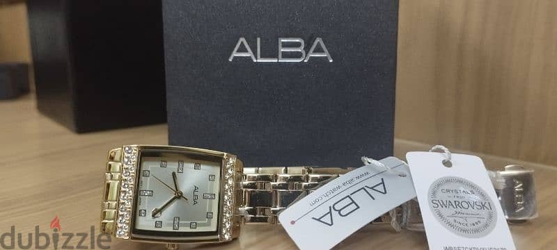 ALBA / SWAROVSKI crystal ORIGINAL WATCH NEW WITH BOX  ساعة ألبا 12