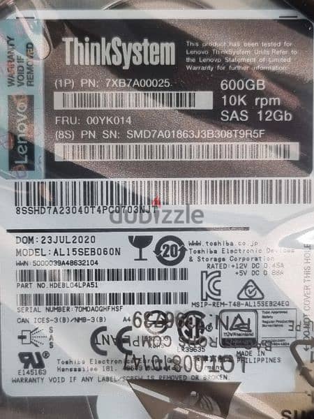 lenovo server  Hard Disk  ThinkSystem  600GB SAS  10K RPM 1