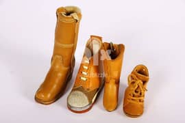 عدد 4 حذاء ديكور مجموعة من الجلد الطبيعي, توضع كديكور Vintage. 0