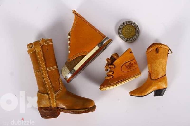 عدد 4 حذاء ديكور مجموعة من الجلد الطبيعي, توضع كديكور Vintage. 7