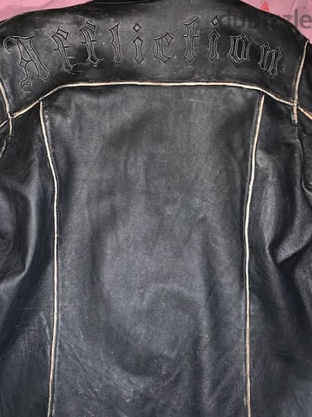 afflication brand like new 100% leather bikers jacket handmade 3