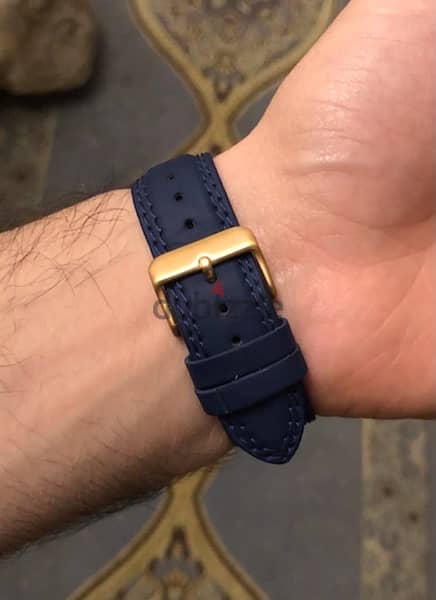 Guess rose gold X blue leather watch 2