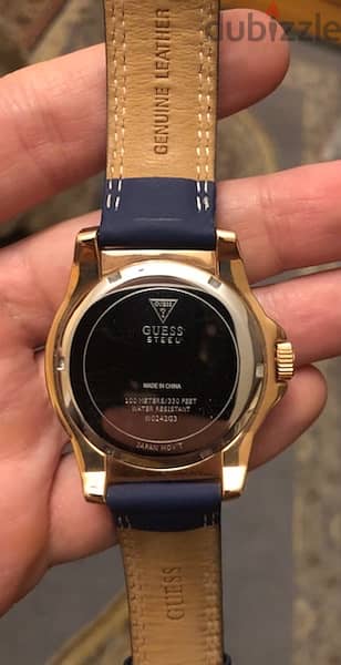 Guess rose gold X blue leather watch 3