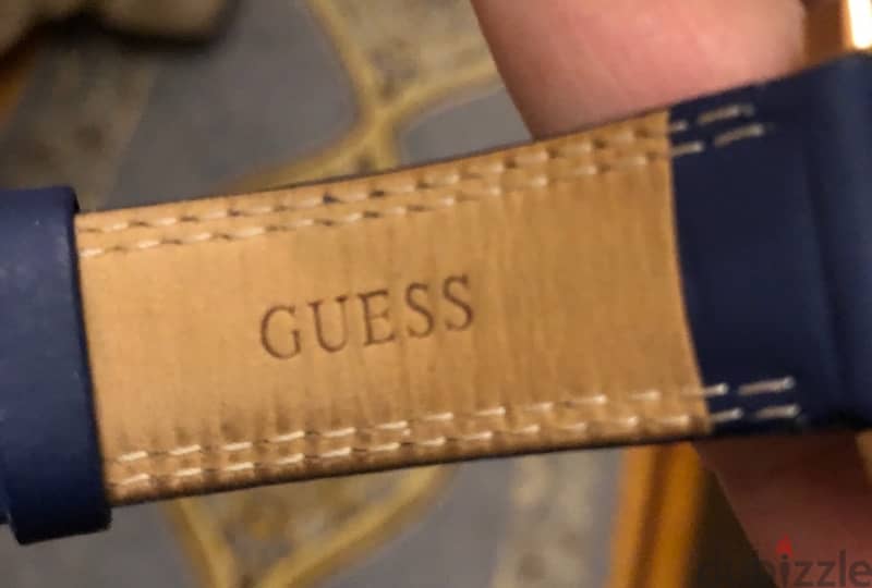 Guess rose gold X blue leather watch 5