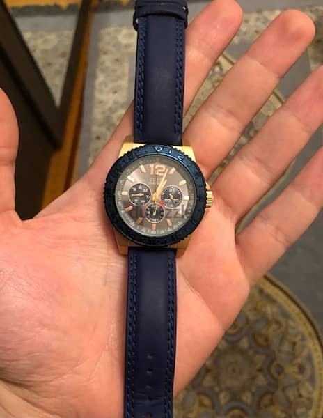 Guess rose gold X blue leather watch 1