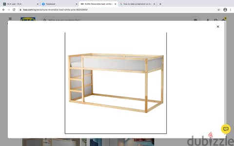 KURA Reversible bed, white/pine,