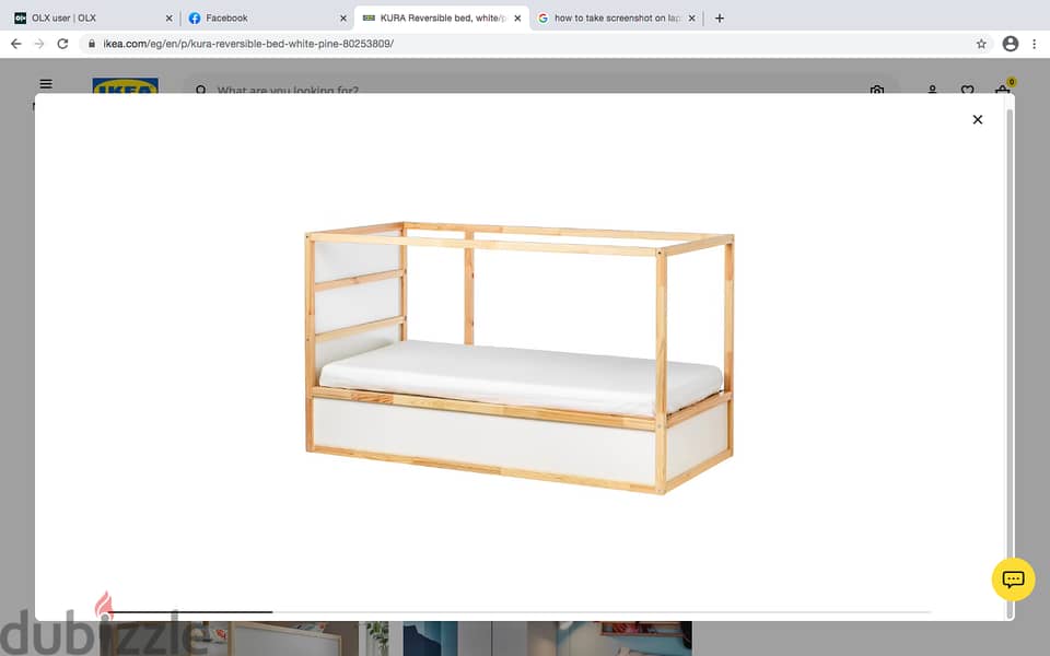 KURA Reversible bed, white/pine, 1