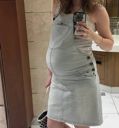 Denim pregnancy jumpsuit