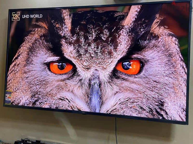 بحاله الزيروو ل جى49اسمارت رسيفر داخلى4k-UHD-IPS بلكارتونه بملحقاتها 1