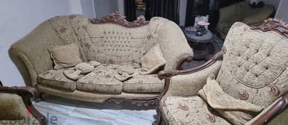 Sofa and Chair classic - طقم انتريه كلاسيك من الخشب الزان 0