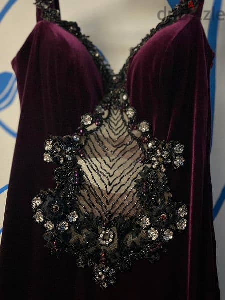 فستان قطيفة بنفسجي شيك عصري خامة ممتازة جديد تلبيس حتي٦٥ كيلو شيك 1